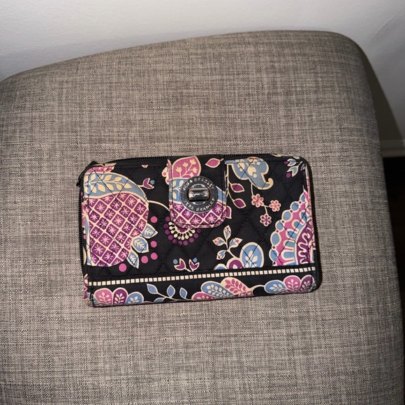 Vera Bradley Black and Purple Quilted Wallet - Picture 2 of 4